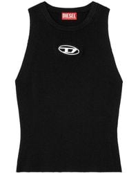 DIESEL - Stilvolle strickware 9xx ss25,ärmelloses geripptes top mit metallischem logo - Lyst
