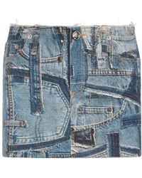 Roberto Cavalli - Patchwork Denim Mini Rok - Lyst