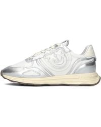 Pinko - Metallic Silber Low Top Sneakers - Lyst