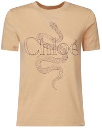 Chloé - T-Shirt Met Ronde Hals En Logo - Lyst