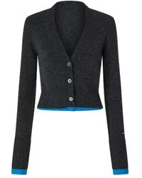 Pinko - Truien & Vesten ,Grijs ,Kasjmier Korte Kasjmier Cardigan Met V-Hals - Lyst