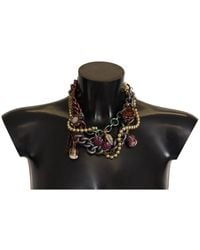 Dolce & Gabbana - Sicily statement halskette mit multicolor kristallen - Lyst