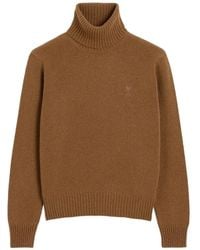 Ami Paris - Brauner Logo Rollkragenpullover - Lyst