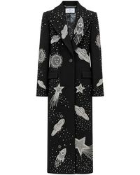 Philipp Plein - Jassen ,Zwart ,Wol Single-Breasted Long Coat Space Zodiac - Lyst