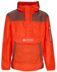 Columbia - Fitness ,Oranje ,Polyester Pittige Windbreaker Met Verstelbare Capuchon - Lyst