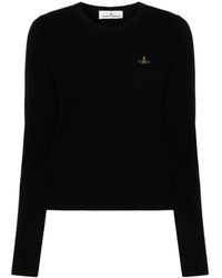 Vivienne Westwood - Jersey negro de lana y cachemira con logo orb - Lyst
