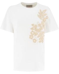 Ermanno Scervino - Camiseta de algodón bordada con flores - Lyst