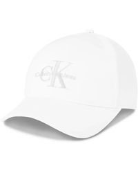 Calvin Klein - Cappellino in cotone con logo ricamato - bianco - Lyst