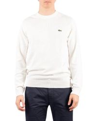 Lacoste - Truien & Vesten ,Wit ,Katoen Rondhals Pullover - Lyst