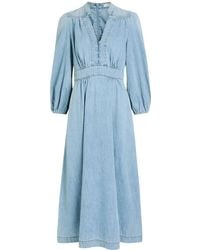 Zimmermann - Kleedjes ,Blauw ,Katoen Midi Jurk - Lyst