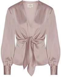 Karmamia - Overhemden ,Roze ,Polyester Roze Blouse Met Voorknoop - Lyst