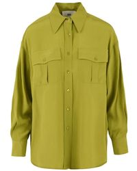 SOLOTRE - Oversized Zijdeblend Shirt - Lyst