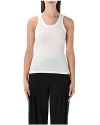 Coperni - Tops ,Wit ,Katoen Logo Geborduurde Tanktop - Lyst