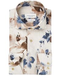 Profuomo - Braunes Langarmhemd - Lyst