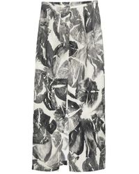 Alysi - Rokken ,Zwart ,Printed Midi Skirt - Lyst