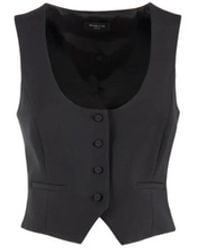 Nenette - Zwarte Stretch Crepe Aansluitende Top - Lyst
