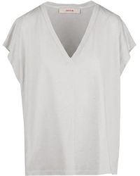 Jucca - Tops ,Katoen T-Shirt Met V-Hals - Lyst