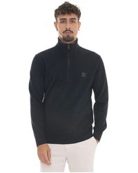 BOSS - Half Zip Pullover Met Logo Detail - Lyst