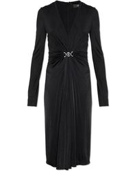 Versace - Kleedjes ,Zwart ,Jurk Met Decoratieve Draperie Aan De Taille - Lyst