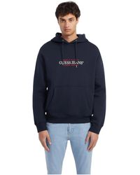 Guess - Hoodies & Sweatvesten ,Blauw ,Katoen American Tradition Hoodie - Lyst