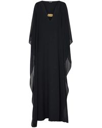 Tom Ford - Schwarzes seidenkleid mit v-ausschnitt und rüschen - Lyst