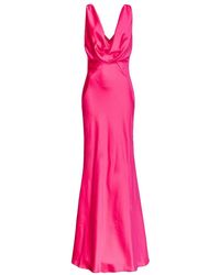 Pinko - Elegante vestido de satén con escote en v drapeado - Lyst