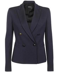 Dondup - Jassen ,Blauw ,Double Breasted Blazer Met Voorzakken - Lyst