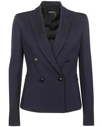 Dondup - Jassen ,Blauw ,Double Breasted Blazer Met Voorzakken - Lyst