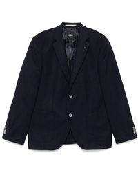 BOSS - Blaue wolljacke oberbekleidung,blaue knopfjacke mit taschen - Lyst