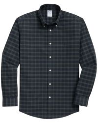 Brooks Brothers - Overhemden ,Zwart ,Katoen Regular Fit Non-Iron Plaid Stretch Oxford Overhemd Met Button-Down Kraag - Lyst