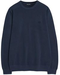 Fred Perry - Hoodies & Sweatvesten ,Blauw ,Katoen Pique Stitch Pullover - Lyst