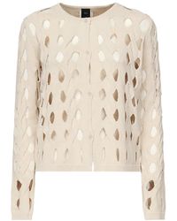 Pinko - Truien & Vesten ,Wit ,Blush Cable Gebreide Trui - Lyst