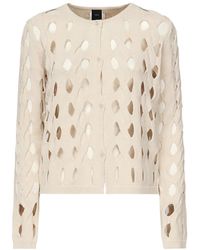 Pinko - Truien & Vesten ,Wit ,Blush Cable Gebreide Trui - Lyst