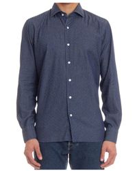 Barba Napoli - Overhemden ,Blauw ,Denim Denim Maatwerk Overhemd Met Parelmoer Knopen - Lyst