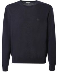 Etro - Truien & Vesten ,Blauw ,Wol Wollen Trui Met Geborduurd Logo - Lyst