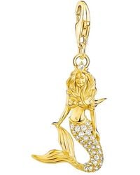 Thomas Sabo - Accessoires ,Geel ,Leer Charm Hanger Zeemeermin 925 Sterling Zilver Met 750 Geelgouden Plating - Lyst