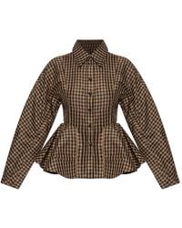 Ganni - Crinkle Peplum Shirt - Lyst