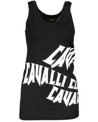Roberto Cavalli - Tops ,Zwart ,Katoen Zwarte Katoenen Tanktop Met Logo Print - Lyst