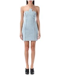 Coperni - Blauwe Kroon Denim Mini Jurk - Lyst