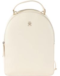 Tommy Hilfiger - Zaino in ecopelle con placca logo frontale - Lyst