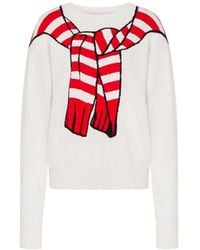 Moschino - Intarsia Katoen En Kasjmier Pullover - Lyst