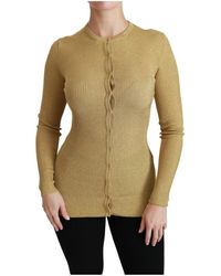 Dolce & Gabbana - Cardigan maglia maniche lunghe oro - Lyst