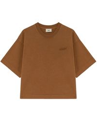 Autry - Tops ,Bruin ,Katoen Walnoot Zwaar Katoenen T-Shirt - Lyst