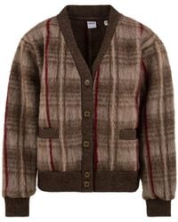 Aspesi - Truien & Vesten ,Veelkleurig ,Wol Cardigan Met Tartan-Effect - Lyst