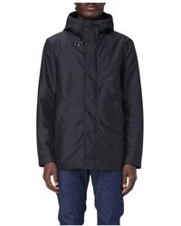 Fay - Jassen ,Blauw ,Polyester Gewatteerde Jas Met Afneembare Capuchon - Lyst