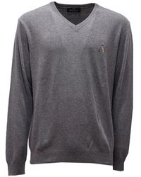 Aquascutum - Grauer Wollmischung V-Ausschnitt Pullover - Lyst