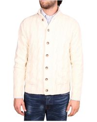 Altea - Maglione giacca in lana crema - Lyst