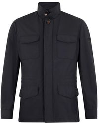 Moorer - Jassen ,Blauw ,Polyester Licht Donkerblauwe Elegante Jas Met Praktische Zakken - Lyst