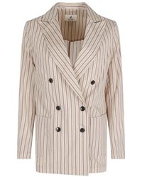 Myths - Jassen ,Veelkleurig ,Leer Gestreepte Double-Breasted Blazer - Lyst
