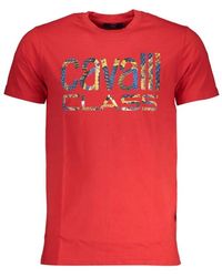 Roberto Cavalli - Gedrukt Logo Ronde Hals T-Shirt - Lyst